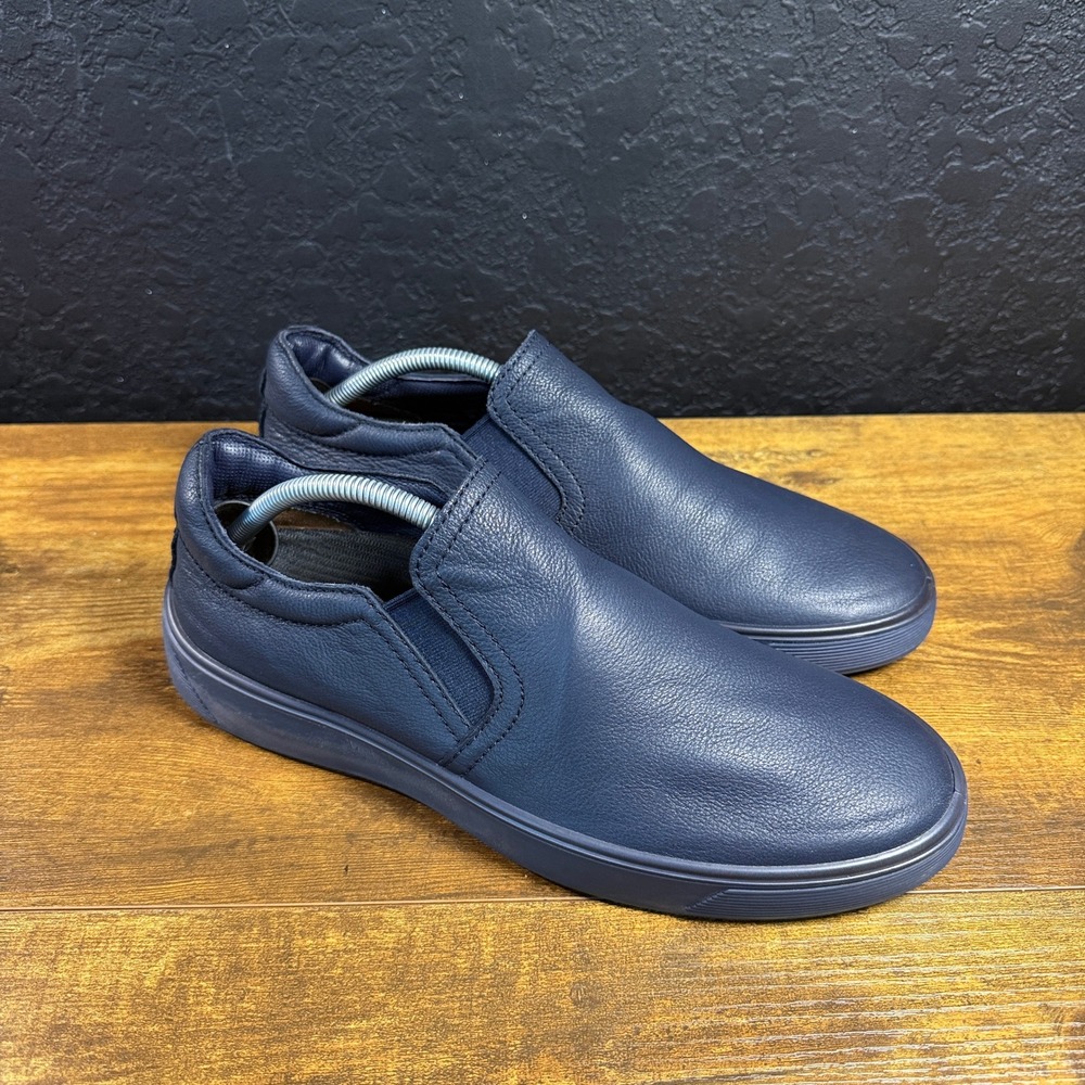 ECCO Soft 7 Navy Blue Pebbled Leather Slip-On Sneakers Mens 43 US 9-9.5